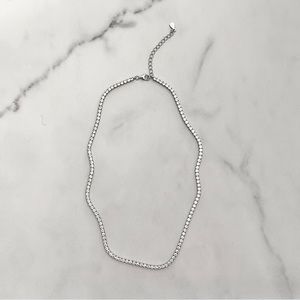 NIB Sterling Silver 925 Cubic Zirconia 3mm Tennis Necklace 15.5” plus extender